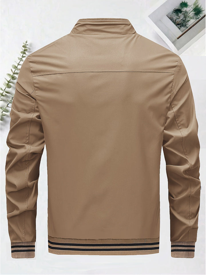 Levoire | Khaki Veste Tendance Pour Hommes Avec Fermeture Éclair Et Col Roulé