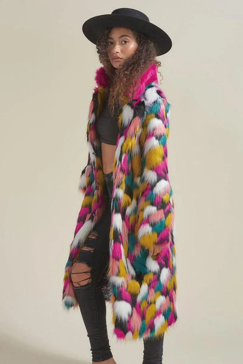 Levoire | Peignoir en fausse fourrure pour femmes de taille moyenne multicolore Arc-en-ciel