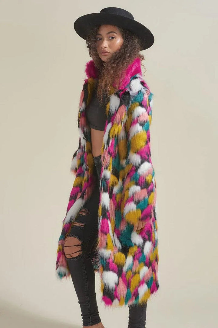 Levoire | Peignoir en fausse fourrure pour femmes de taille moyenne multicolore Arc-en-ciel