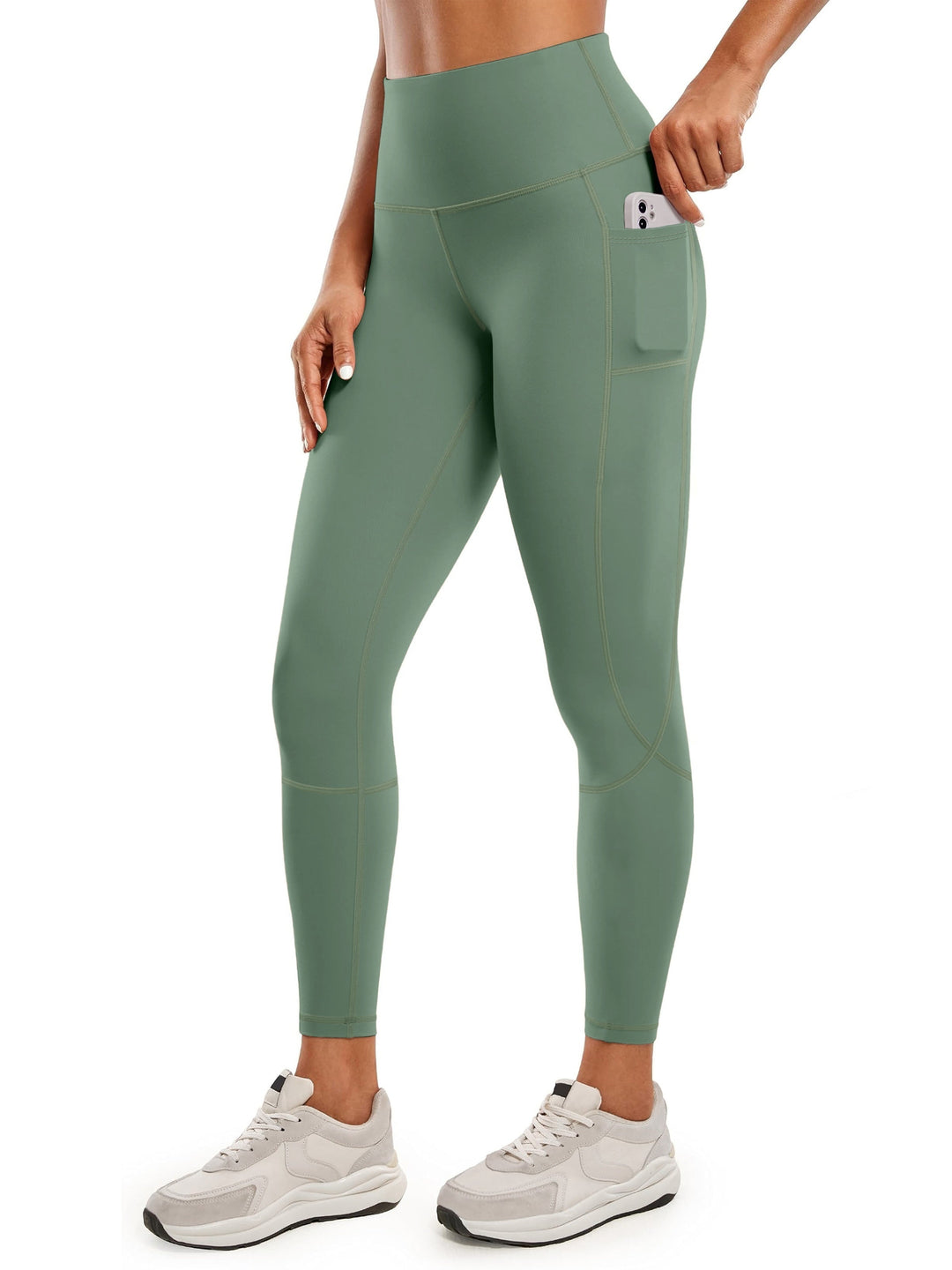 Levoire | Pantalons De Yoga Pour Femmes À Séchage Rapide Avec Taille Haute Et Poche Vert olive