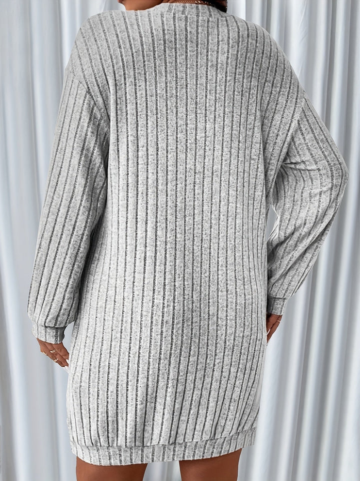 Levoire | Unicolore Tissu Ribbé Haut Robe À Manches Longues Et Encolure En V