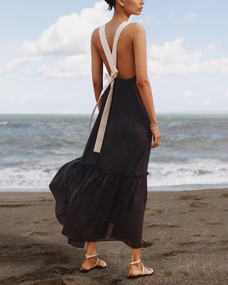 Levoire | Robe Dos Nu Contrastée Nouée