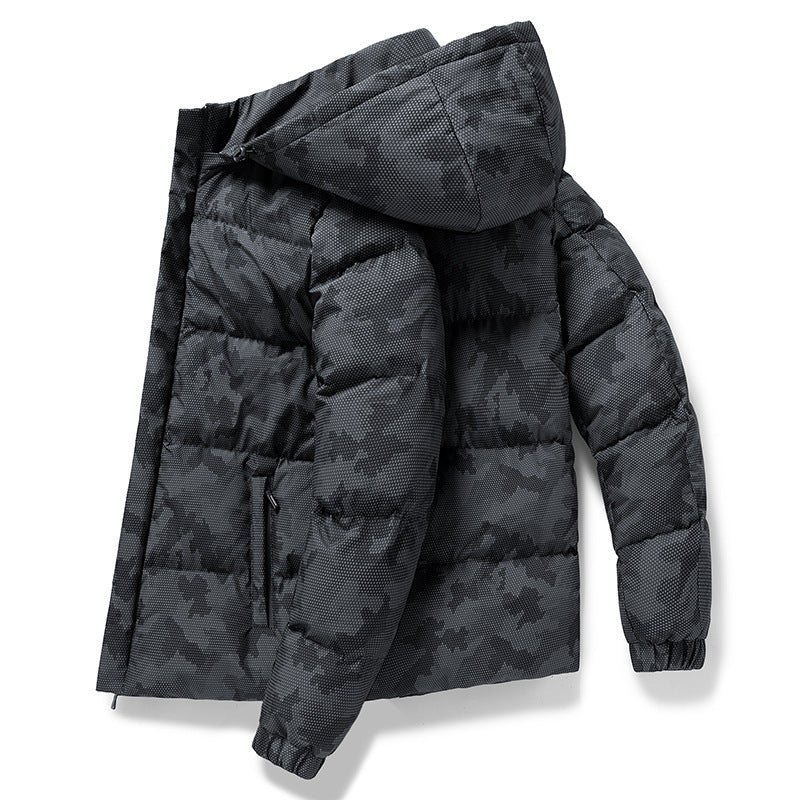 Levoire | Veste Camouflage À Manches Longues Avec Capuche Réglable Et Poches Noir