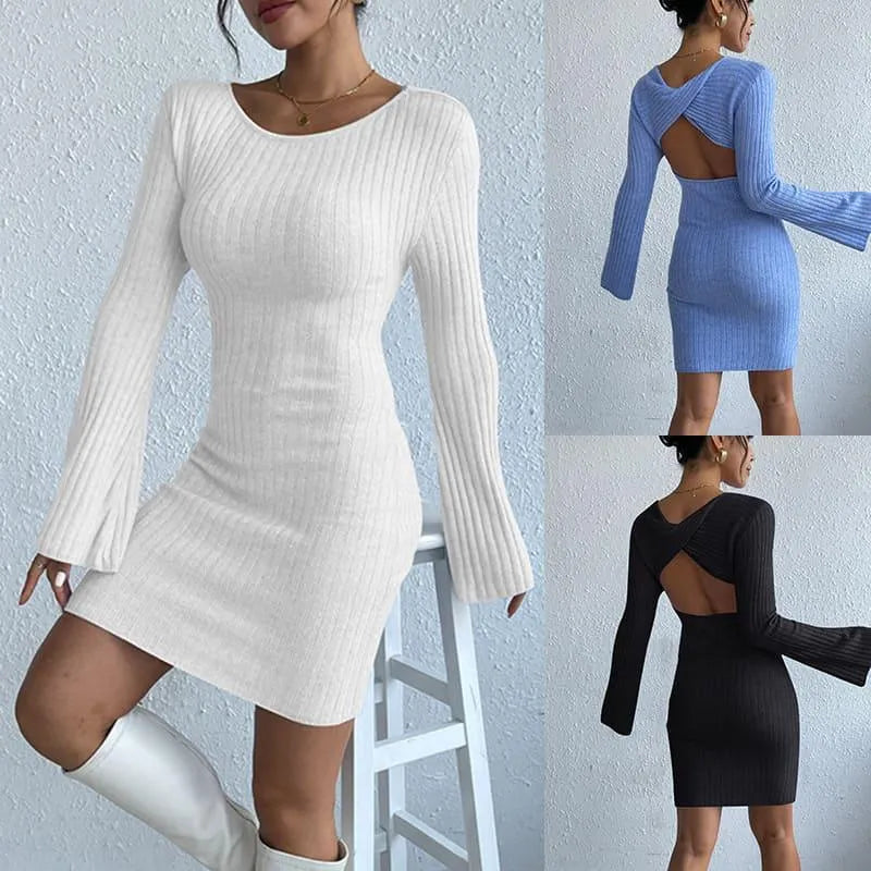 Levoire | Robe femme sans dos et avec des manches en forme de cloche