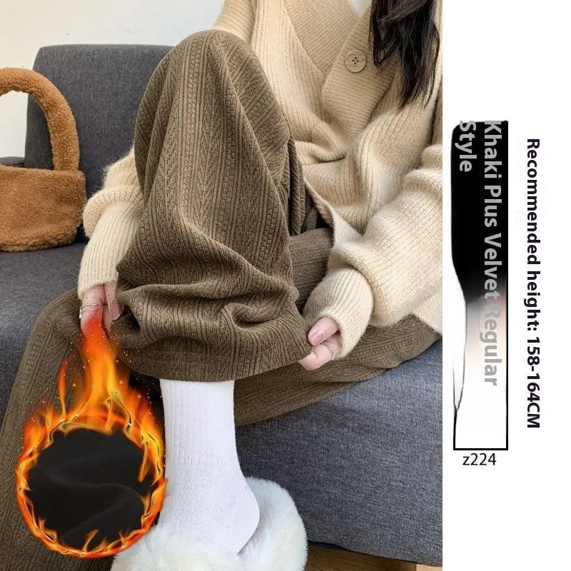 Levoire | Pantalons Ely avec jambe droite Traditionnel kaki épais