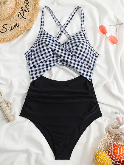 Levoire | Combinaison À Découpe Croisée Rayée Pour Femmes Noir