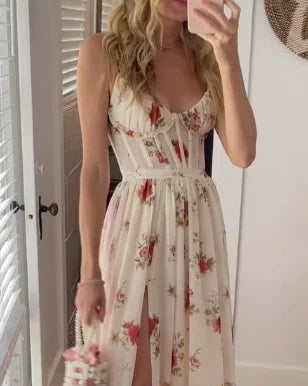 Levoire | Robe De Longueur Midi Avec Fleurs Élégante Robe De Soirée