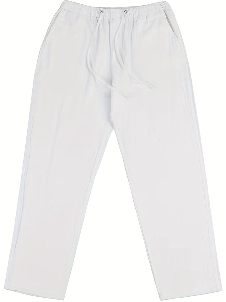 Levoire | Pantalons Pour Hommes En Mélange De Coton Et De Lin Avec Une Taille Élastique Décontractée