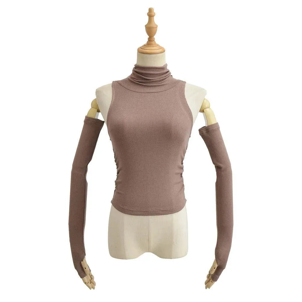 Levoire | T-shirt femme à manches repliables, coupe slim Karamelli-Mocha