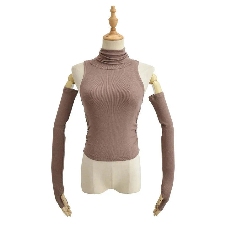 Levoire | T-shirt femme à manches repliables, coupe slim Karamelli-Mocha
