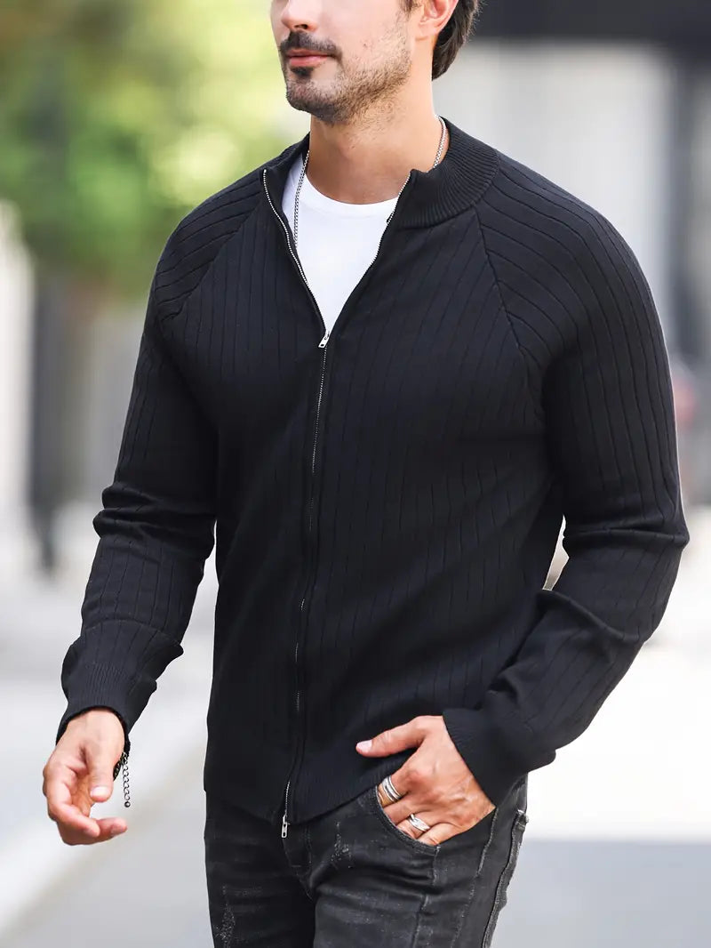 Levoire | Veste Décontractée Pour Hommes Avec Fermeture Éclair Noir