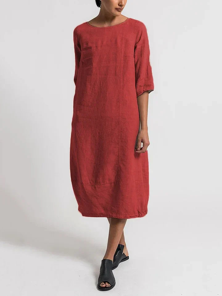 Levoire | Col rond Manches 3/4 Robe Rouge