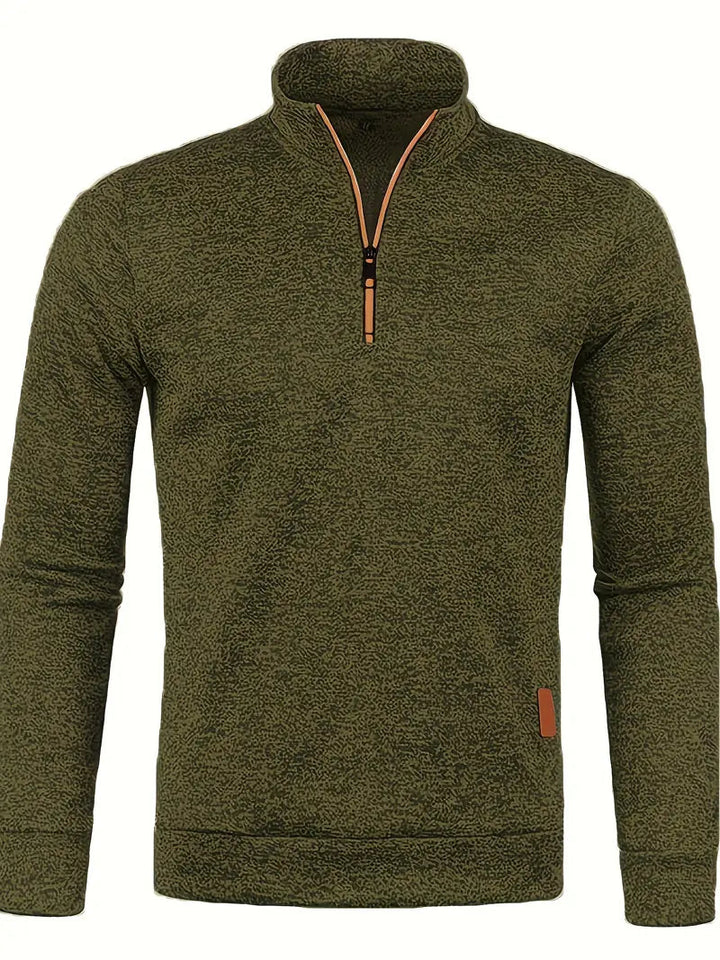 Levoire | Rento Manches Longues Fleece Halb Ykk Zippée Sweatshirt Vert