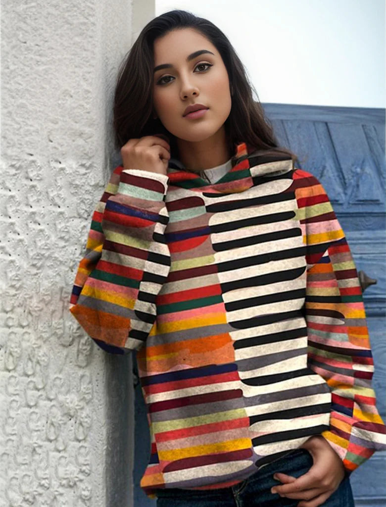 Levoire | Sweat à capuche rayé multicolore à col rond 2XL