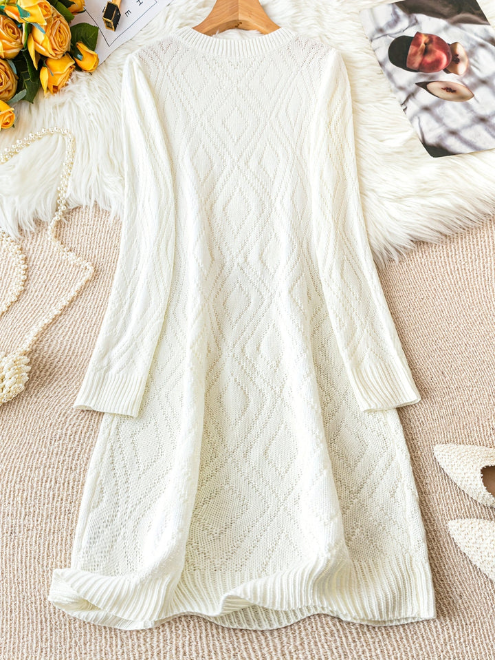 Levoire | Robe Col Rond Avec Cache-Peau Blanc