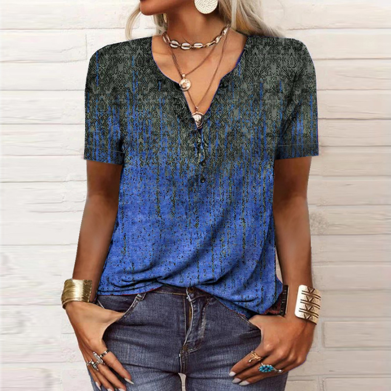 Levoire | Chemise Coton Femme Motifs Printemps Été Bleu