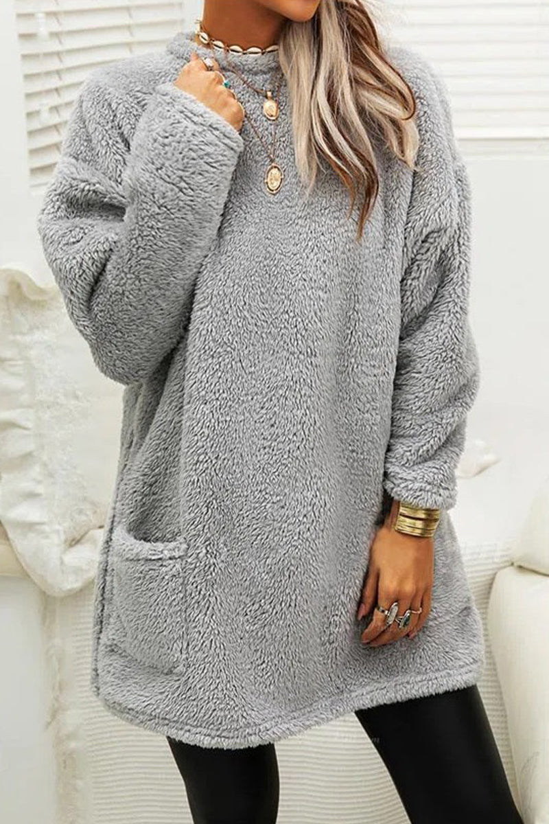 Levoire | Sweatshirt Avec Poche Et Col Rond En Uni Pour Streetwear Gris