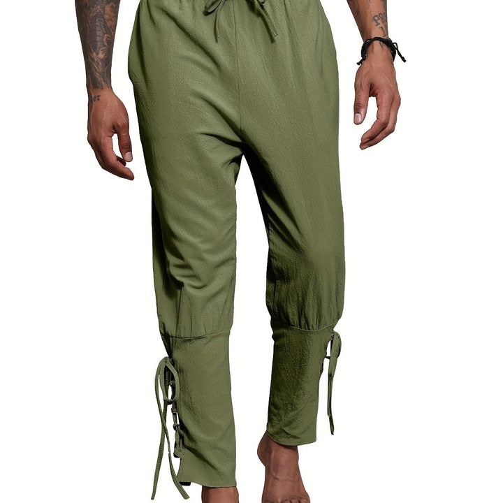 Levoire | Homme Coton Lin Mélange Bande De Publication Et Pantalon Harem