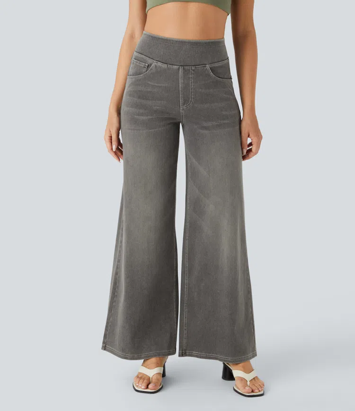 Levoire | Pantalon Denim Stretch Taille Haute Femme Gris foncé poussiéreux