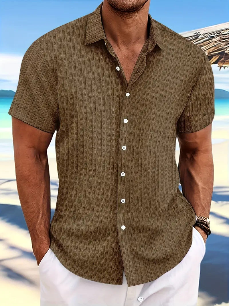Levoire | Chemise À Manches Courtes Avec Patte De Boutonnage Pour Homme Braun