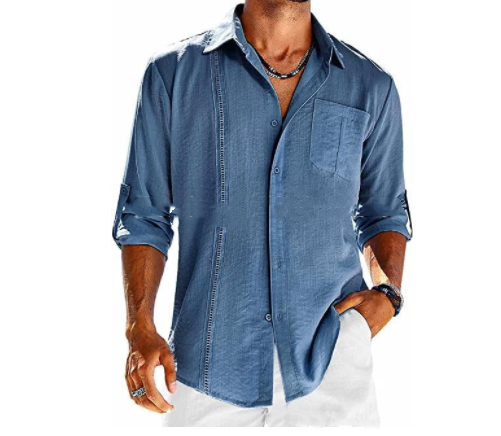 Levoire | Chemise Décontractée Avec Poche Bleu Dunkel