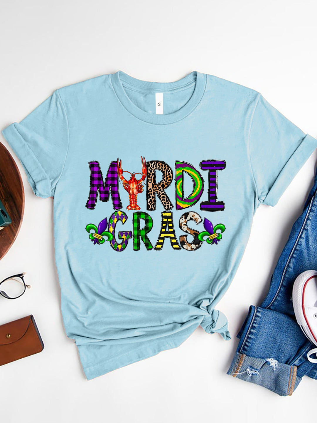 Levoire | MARDI GRAS Col rond Manches courtes T-shirt Hennon bleu