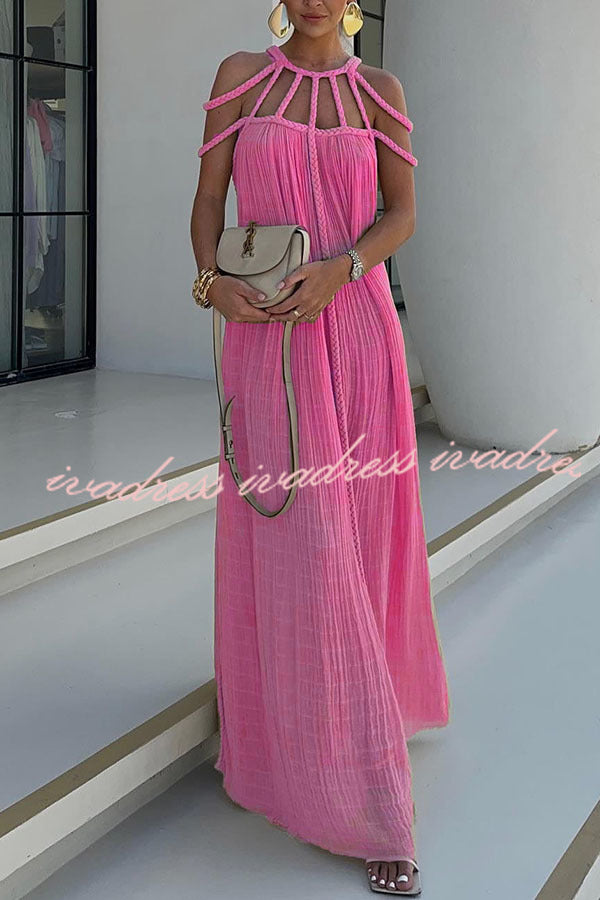 Levoire | Fließendes Maxikleid Fr T Rosa Une taille convient à tous