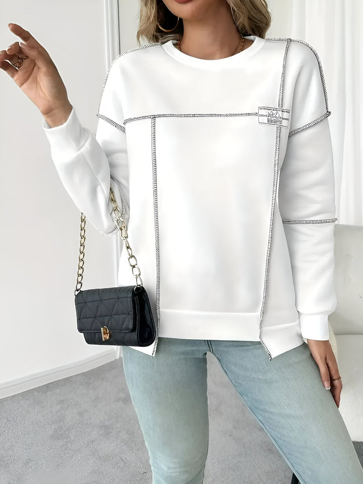 Levoire | Hoodie Ribbe Asymétrique Blanc Une taille pour tous