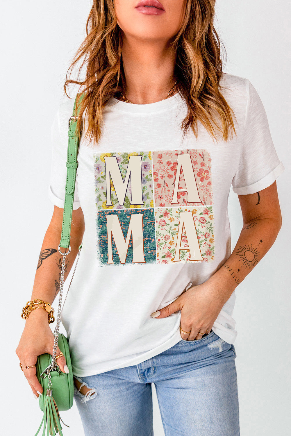 Levoire | MAMA Col rond T-shirt à manches courtes Blanc