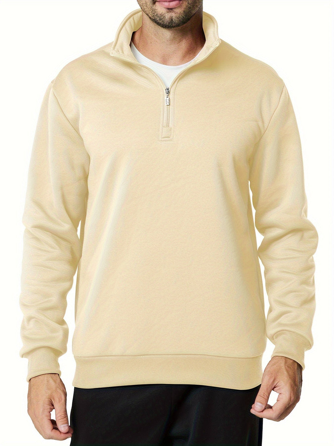Levoire | Sweat-Shirt Décontracté Pour Hommes Avec Zip Et Poches Champagne