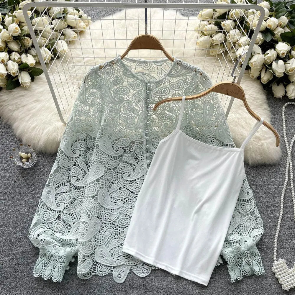 Levoire | Chemisier femme à col rond Vert clair Une taille