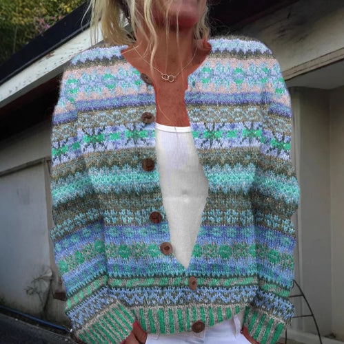 Levoire | Veste En Tricot Bleue Avec Impression