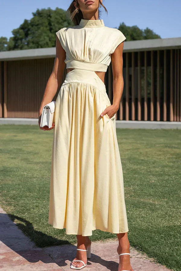 Levoire | Robe Maxi Plissée Pour Femmes Jaune