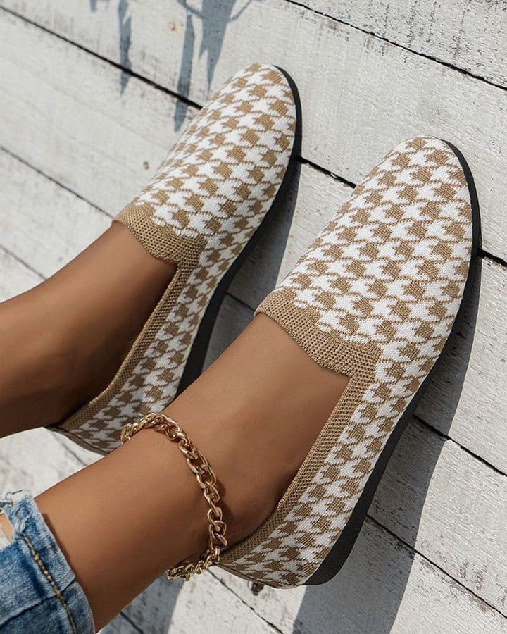 Levoire | Chaussures En Tissu Doux À Carreaux Beige
