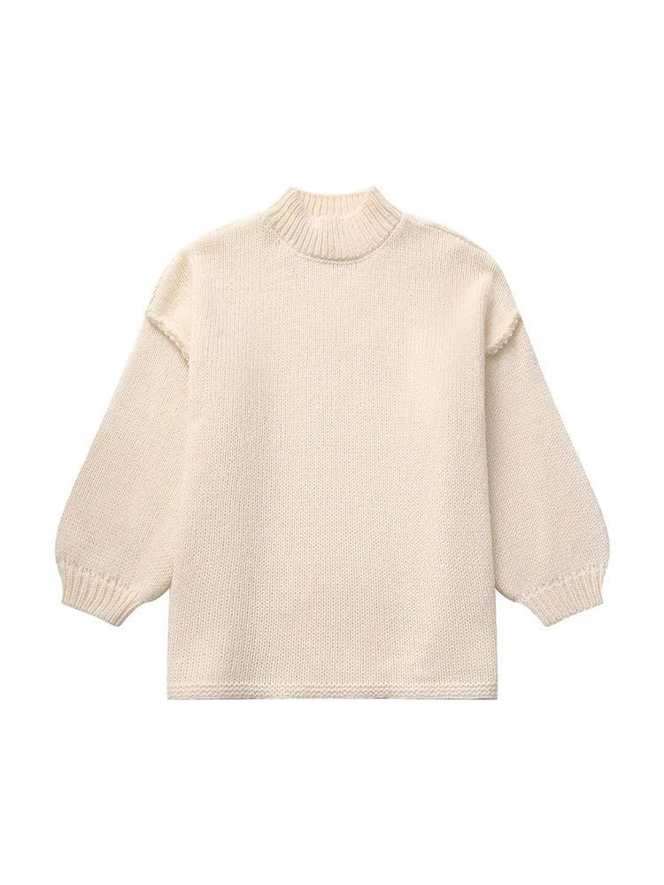 Levoire | Lssiger Pull En Maille Avec Col Montant Blanc