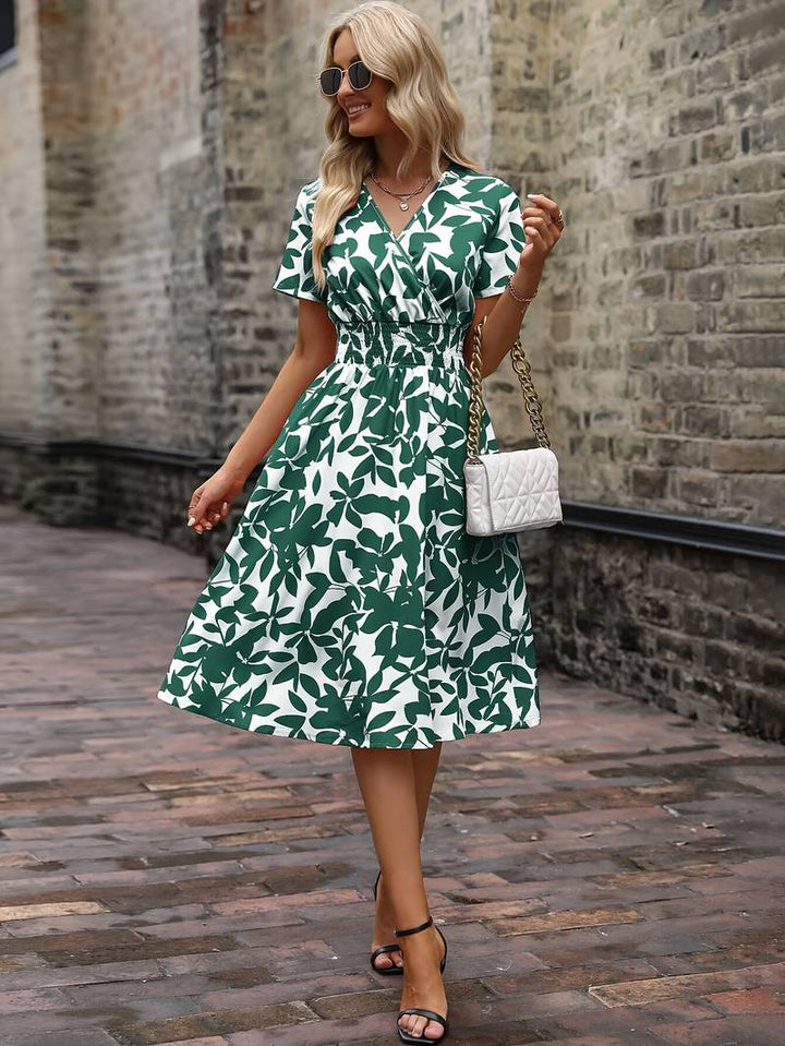 Levoire | Robe Portefeuille À Manches Courtes Avec Motif Floral