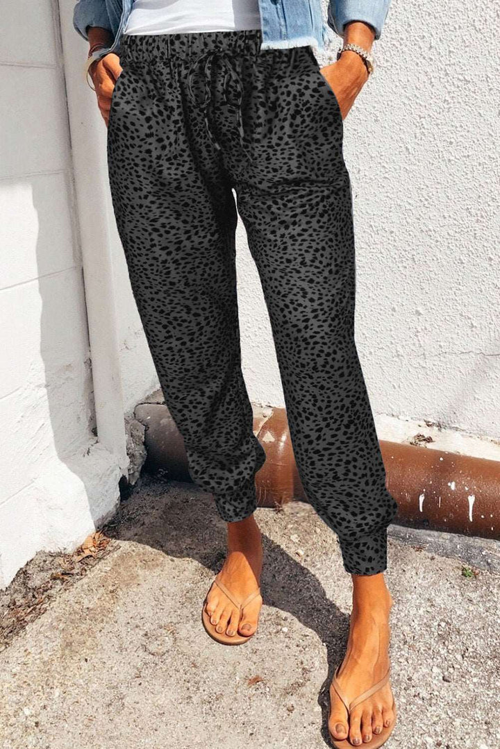 Levoire | Pantalons De Jambe De Pantalon Confortables Imprimés Léopard Avec Poches