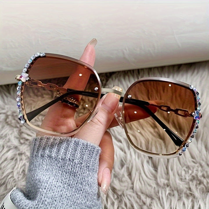 Levoire | Lunettes De Soleil Sans Contour Ornées De Cristaux Dégradés Pour Femmes Braun