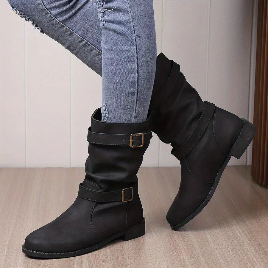 Levoire | Bottes De Cheville Western À Boucle Vintage Pour Femmes Noir