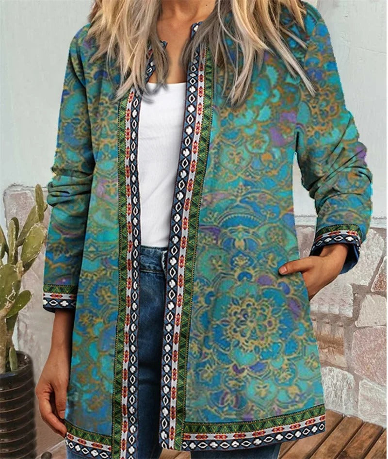 Levoire | Veste Boho Avec Motif Coloré Turquoise