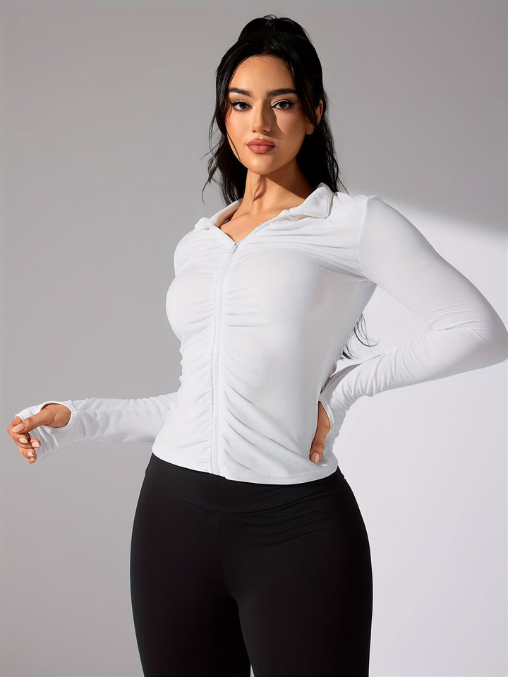 Levoire | Couleur Unique, Veste De Sport Décontractée À Manches Longues Et Fermeture Éclair Sur Toute La Longueur