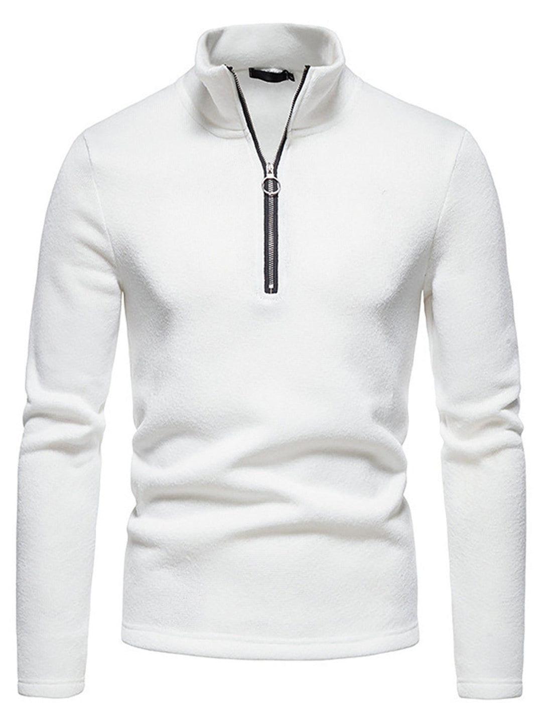 Levoire | Costumes En Tricot Pour Hommes Avec Zip À Mi-Hauteur Et Col Montant Blanc