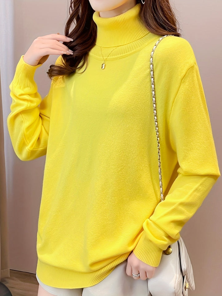 Levoire | Simple Tricot Col Montant À Manches Longues Jaune