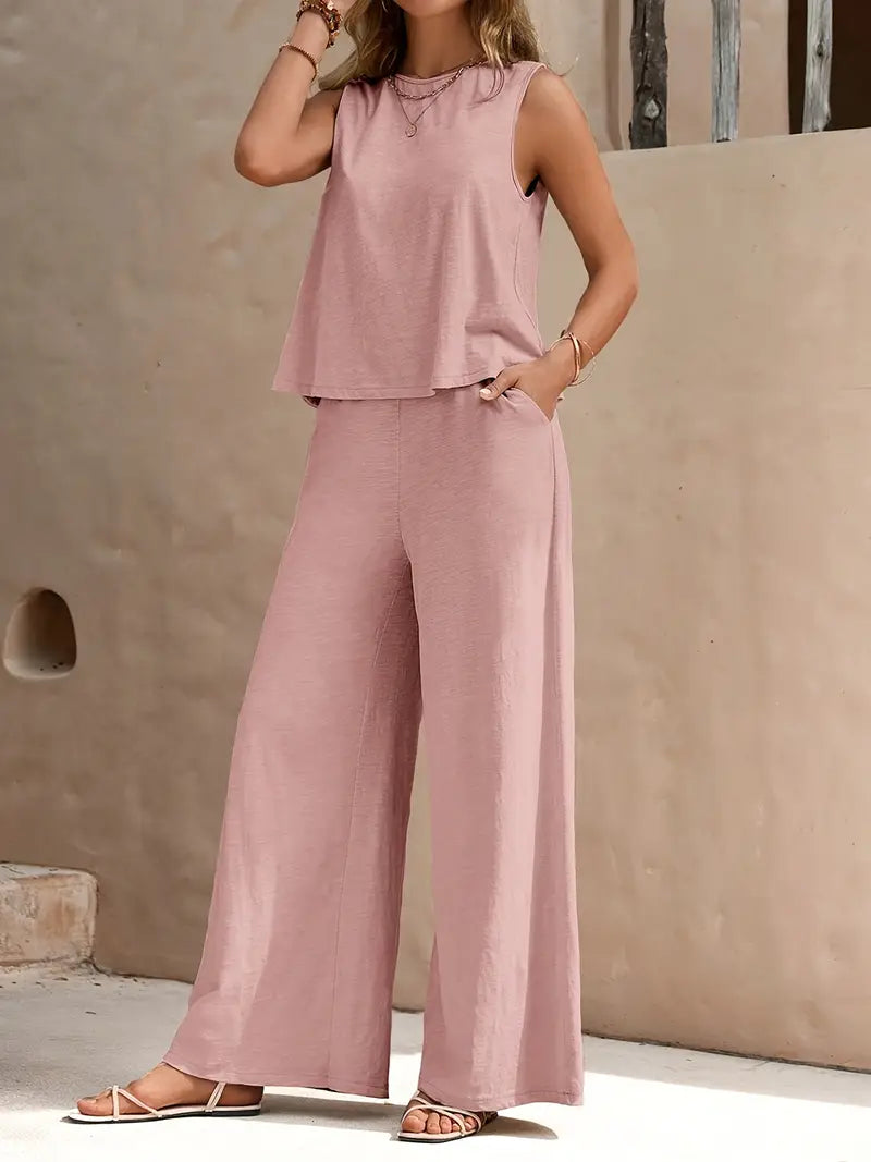 Levoire | Ensemble En Lin Deux Pièces Pour Femmes Rosa-Rouge