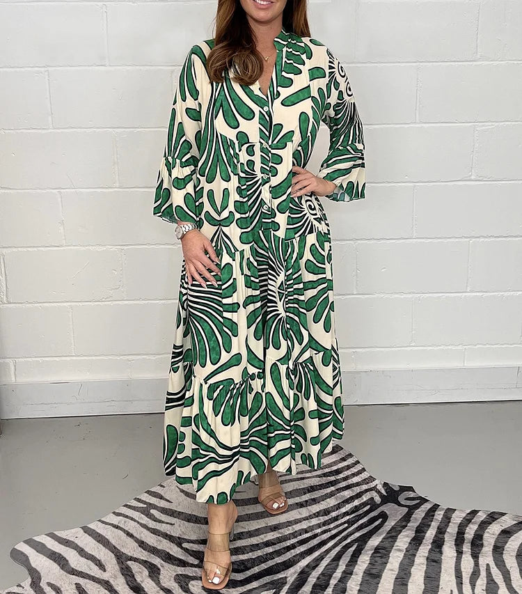 Levoire | Robe longue avec fermeture à boutons Vert