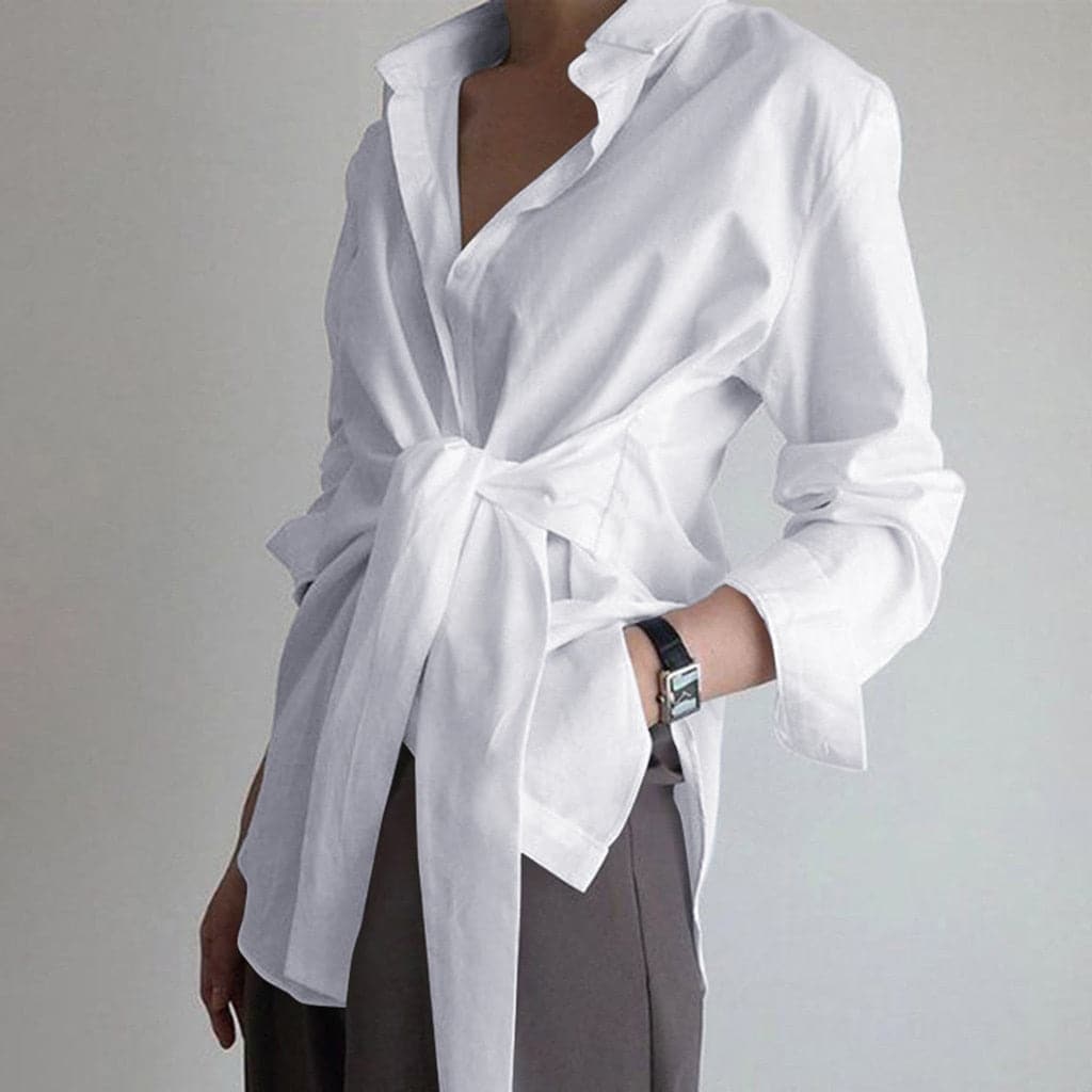 Levoire | Manches Longues Blouse Plissée À Boutons Sur Le Devant Blanc