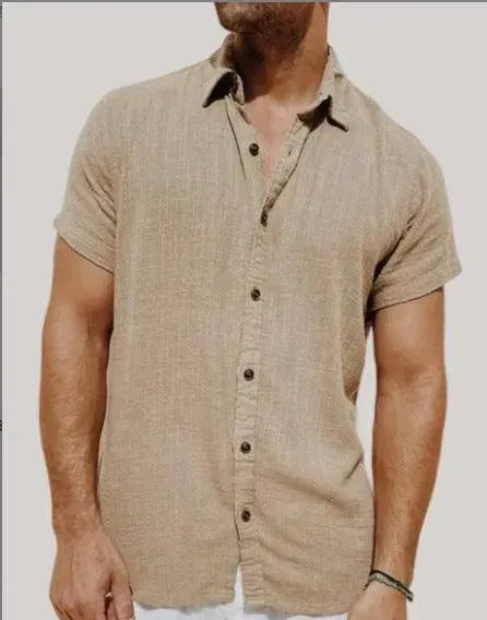 Levoire | Chemise à manches courtes pour hommes Z871 Bouton Noir