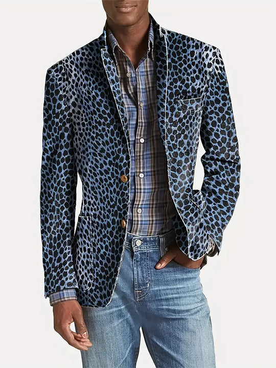 Levoire | Blazer Décontracté À Imprimé Léopard Bleu ciel