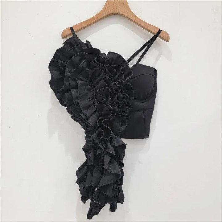 Levoire | Chemise avec une fleur plissée Noir Taille libre