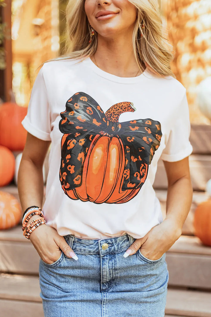 Levoire | Citrouille Col Rond T-shirt à Manches Courtes Blanc